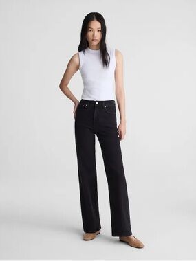 Madewell The Wide Leg Jean in Super Stretch Denim Black Frost Women’s Size 26